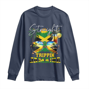 Straight Trippin Jamaica Long Sleeve Shirt Family Squad Summer Vacation TS11 Navy Print Your Wear