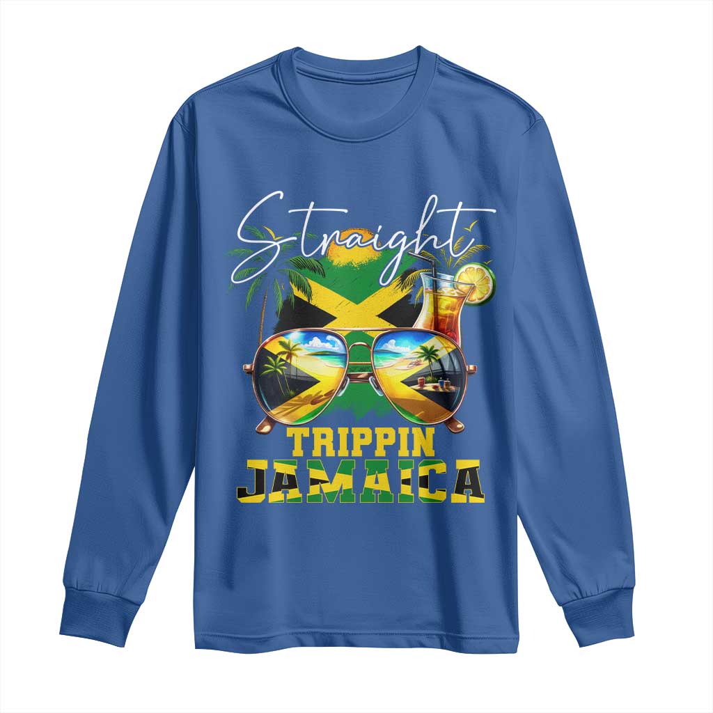 Straight Trippin Jamaica Long Sleeve Shirt Family Squad Summer Vacation TS11 Royal Blue Print Your Wear