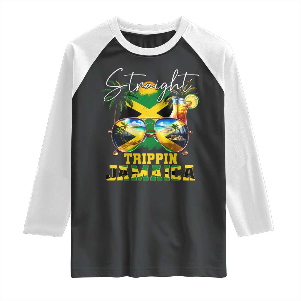Straight Trippin Jamaica Raglan Shirt Family Squad Summer Vacation TS11 Black White Print Your Wear