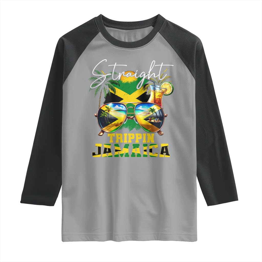 Straight Trippin Jamaica Raglan Shirt Family Squad Summer Vacation TS11 Sport Gray Black Print Your Wear