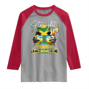 Straight Trippin Jamaica Raglan Shirt Family Squad Summer Vacation TS11 Sport Gray Red Print Your Wear