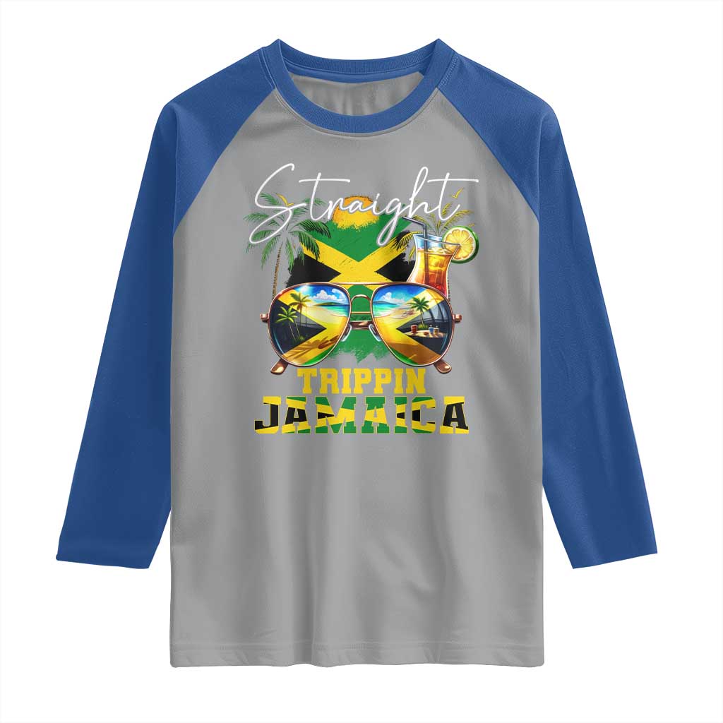 Straight Trippin Jamaica Raglan Shirt Family Squad Summer Vacation TS11 Sport Gray Royal Print Your Wear