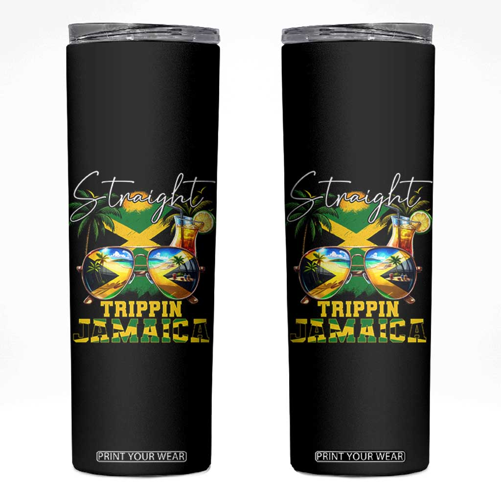 Straight Trippin Jamaica Skinny Tumbler Family Squad Summer Vacation TS11 Black Print Your Wear
