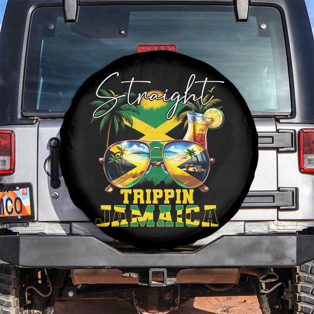 Straight Trippin Jamaica Spare Tire Cover Family Squad Summer Vacation TS11 No hole Black Print Your Wear