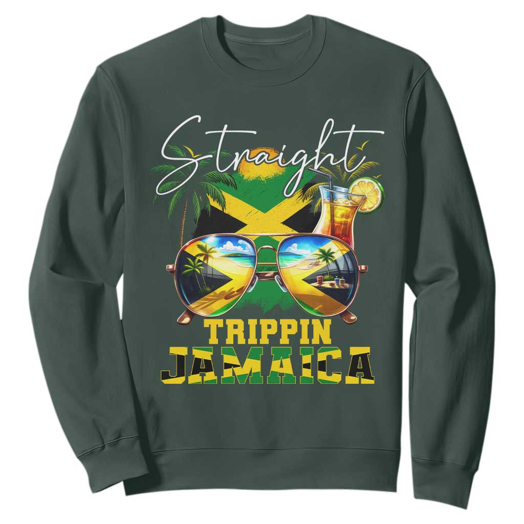 Straight Trippin Jamaica Sweatshirt Family Squad Summer Vacation TS11 Dark Forest Green Print Your Wear