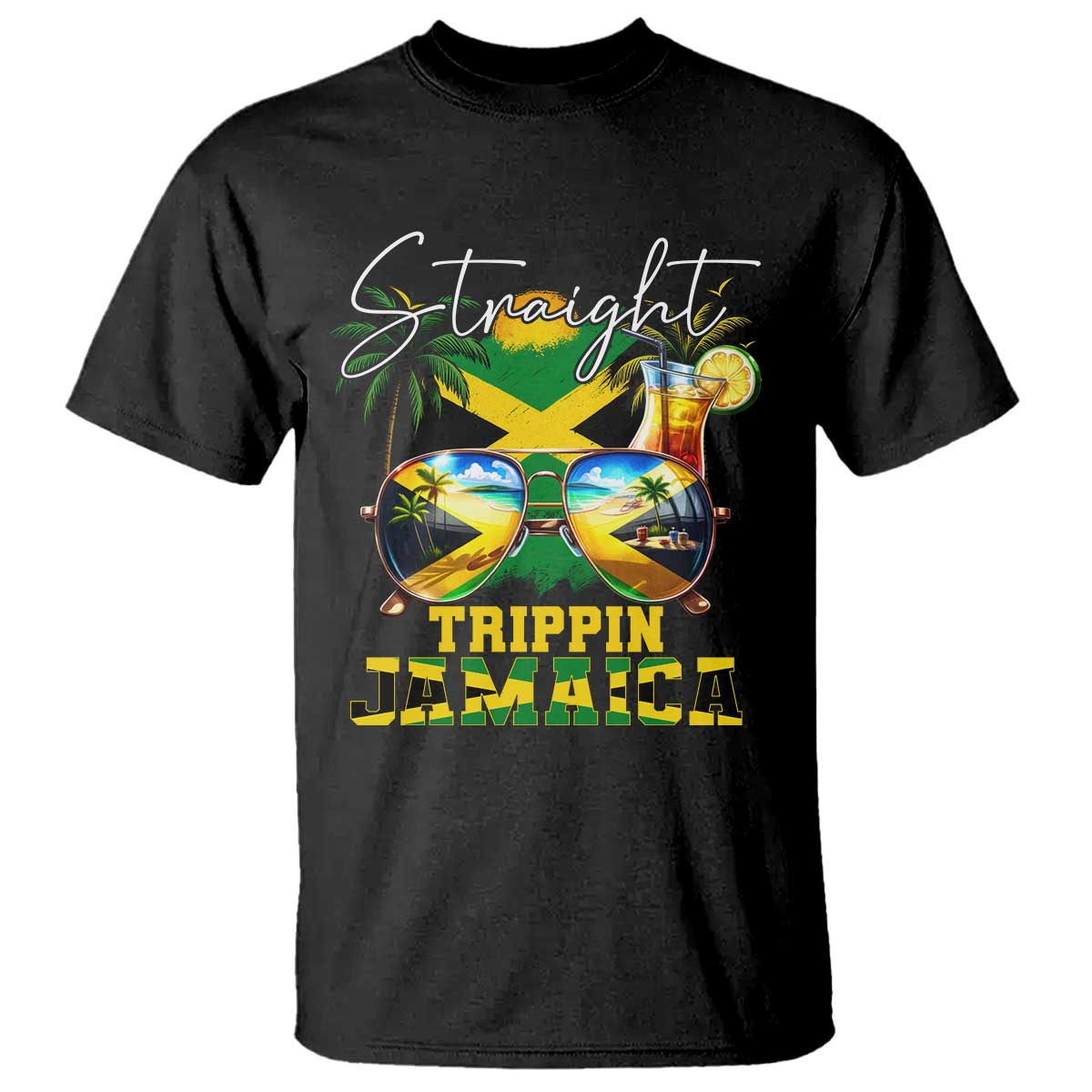 Straight Trippin Jamaica T Shirt Family Squad Summer Vacation TS11 Black Print Your Wear