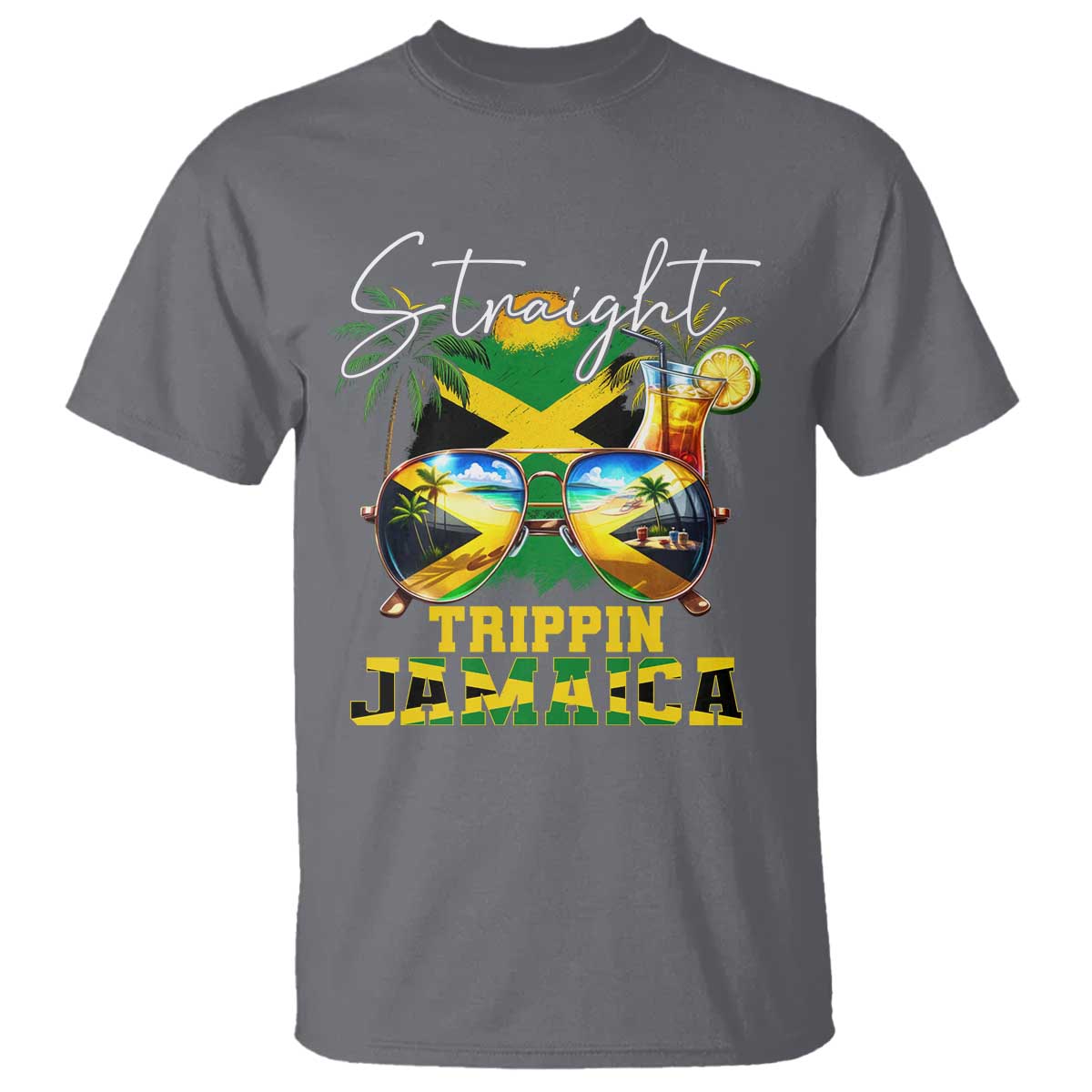 Straight Trippin Jamaica T Shirt Family Squad Summer Vacation TS11 Charcoal Print Your Wear