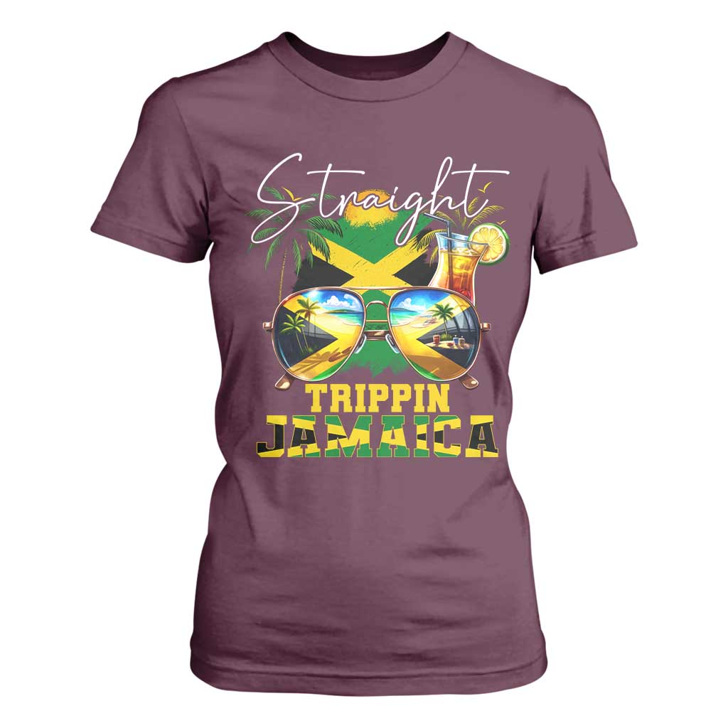 Straight Trippin Jamaica T Shirt For Women Family Squad Summer Vacation TS11 Maroon Print Your Wear