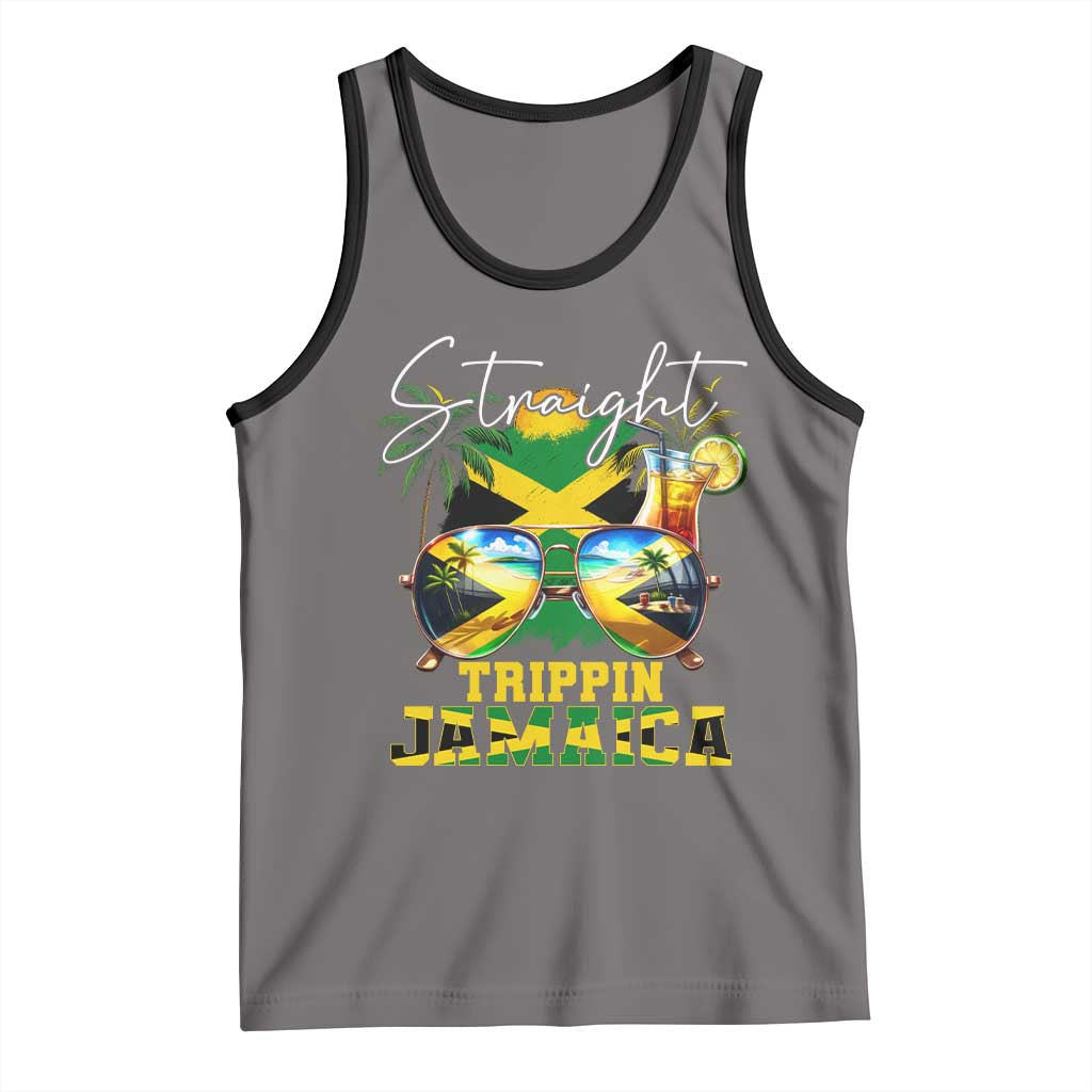 Straight Trippin Jamaica Tank Top Family Squad Summer Vacation TS11 Deep Heather Black Print Your Wear
