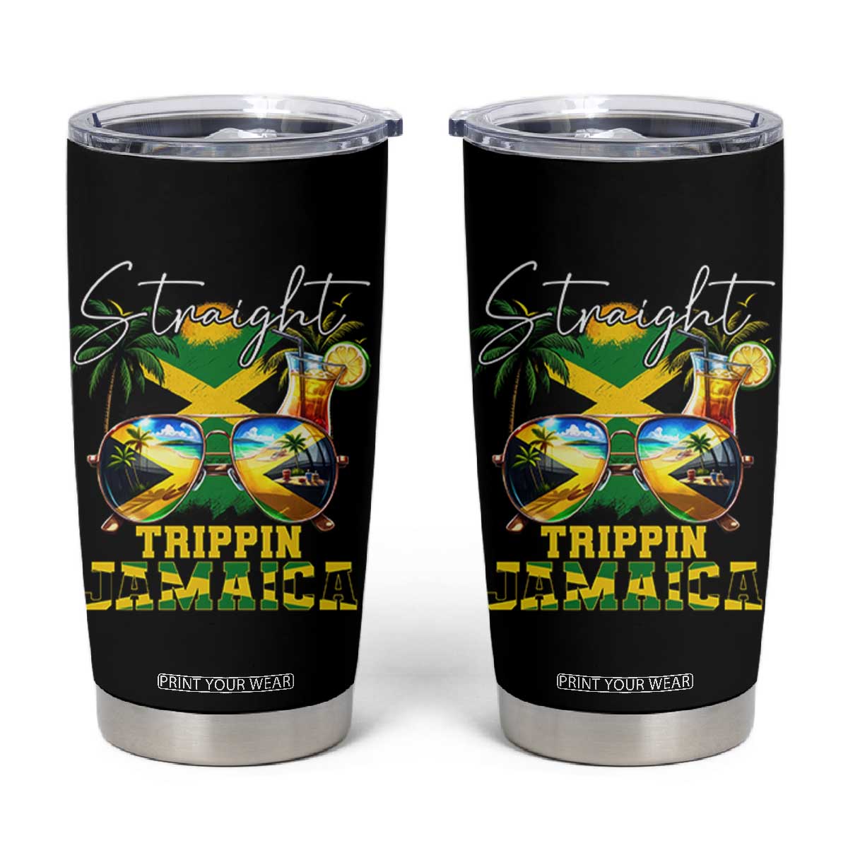 Straight Trippin Jamaica Tumbler Cup Family Squad Summer Vacation TS11 Black Print Your Wear