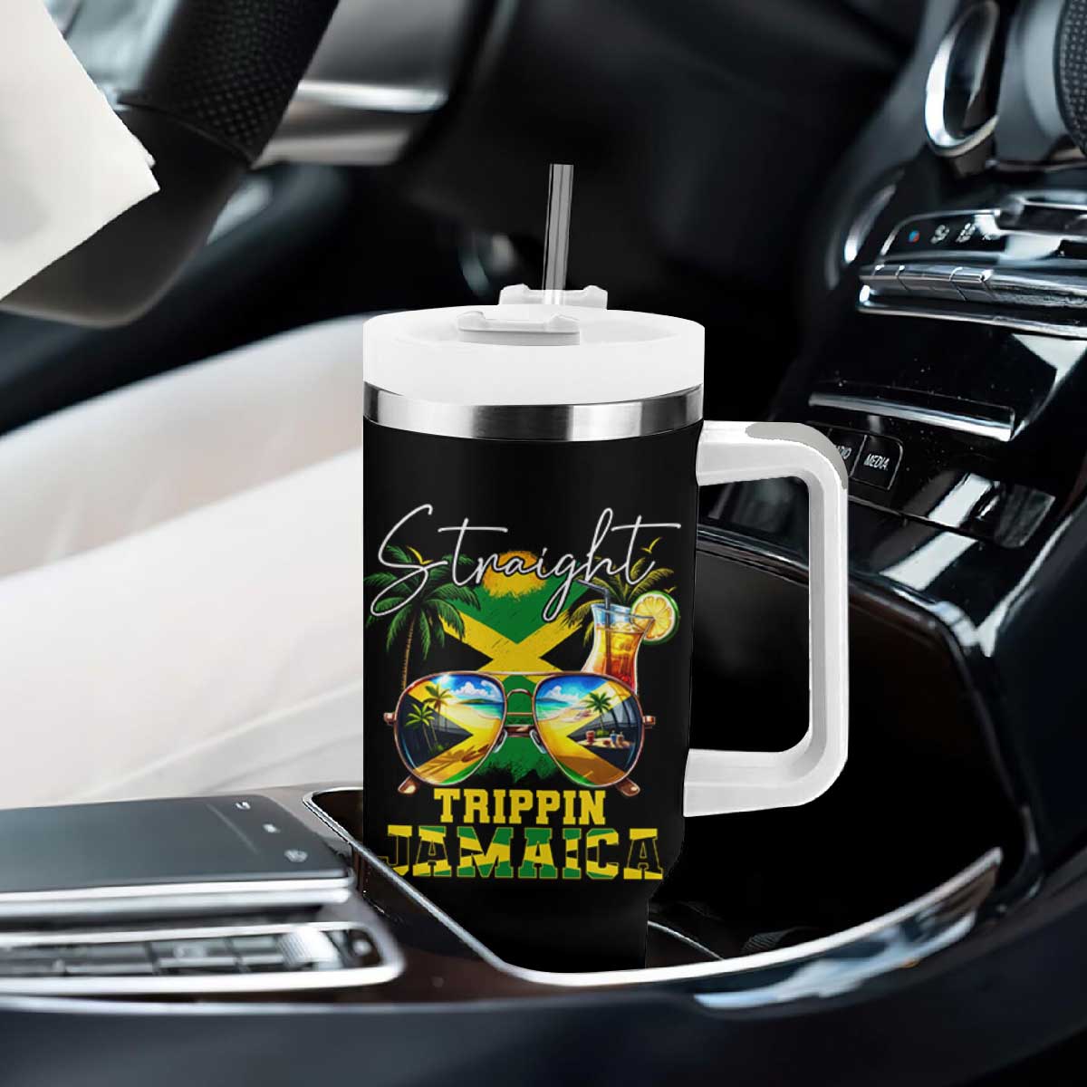 Straight Trippin Jamaica Tumbler With Handle Family Squad Summer Vacation TS11 Print Your Wear