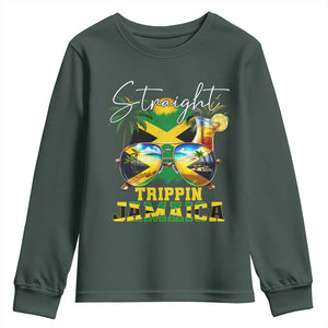Straight Trippin Jamaica Youth Sweatshirt Family Squad Summer Vacation TS11 Dark Forest Green Print Your Wear