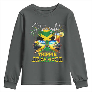 Straight Trippin Jamaica Youth Sweatshirt Family Squad Summer Vacation TS11 Dark Heather Print Your Wear