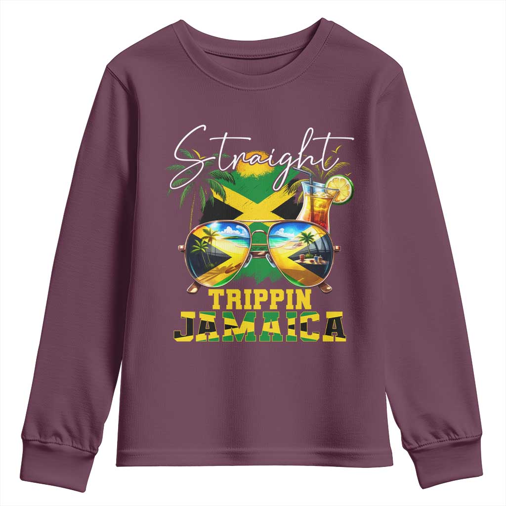Straight Trippin Jamaica Youth Sweatshirt Family Squad Summer Vacation TS11 Maroon Print Your Wear
