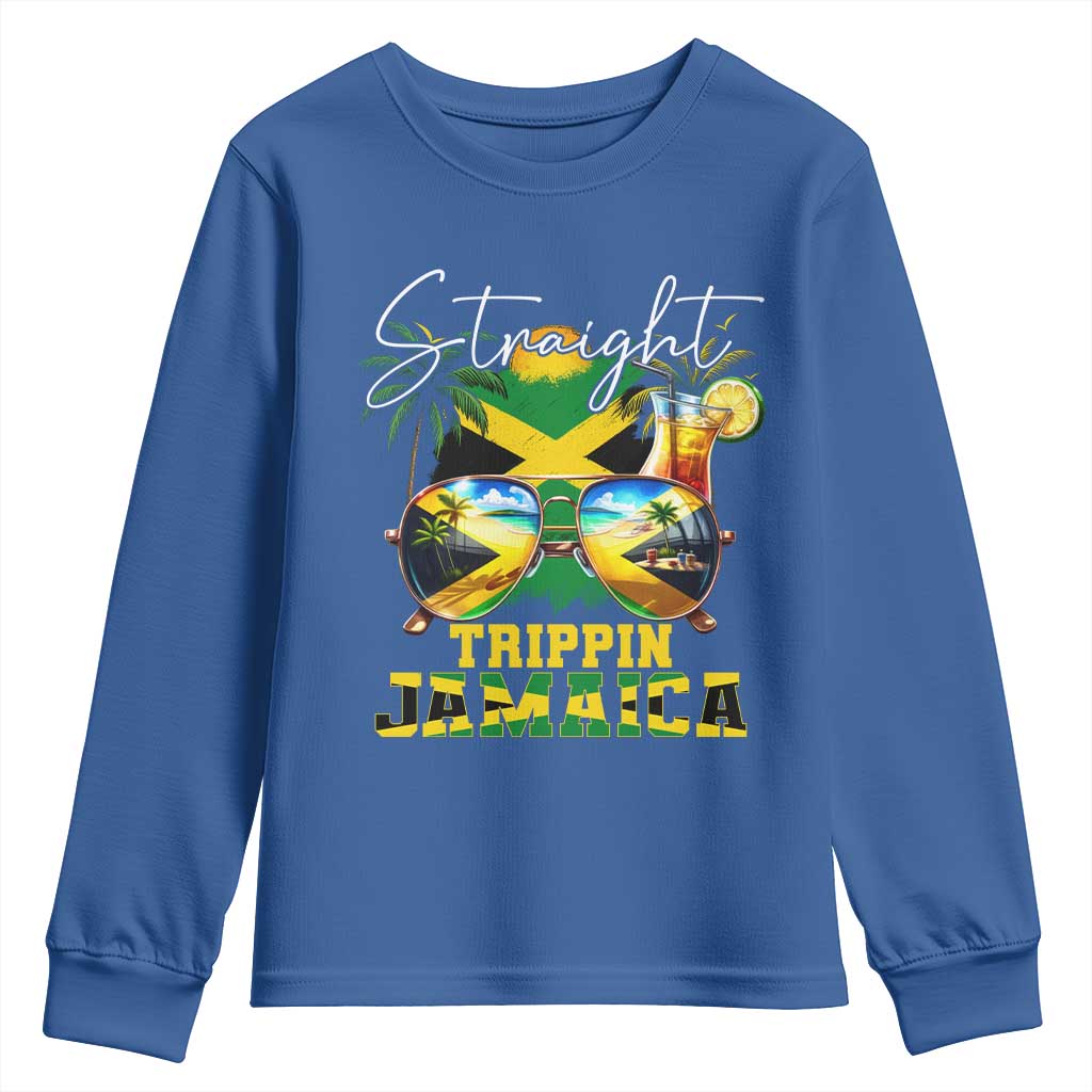 Straight Trippin Jamaica Youth Sweatshirt Family Squad Summer Vacation TS11 Royal Blue Print Your Wear