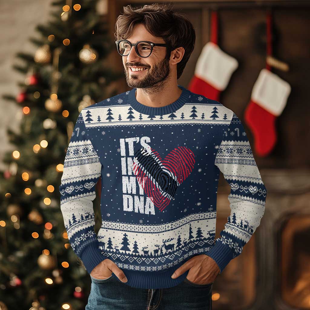 Its In My DNA Trinidadian And Tobagonian Ugly Christmas Sweater Trinidad And Tobago Flag TS11 Navy Beige Print Your Wear