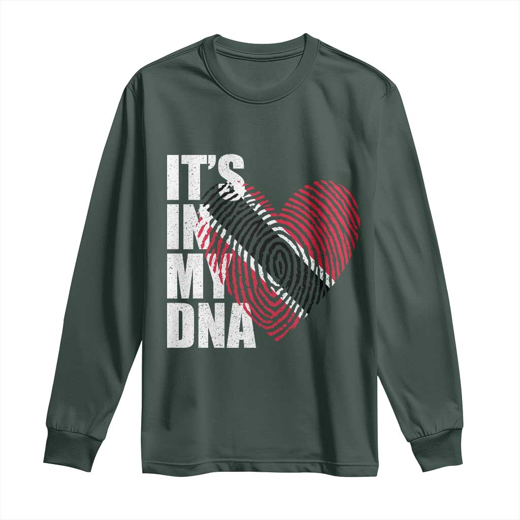 Its In My DNA Trinidadian And Tobagonian Long Sleeve Shirt Trinidad And Tobago Flag TS11 Dark Forest Green Print Your Wear