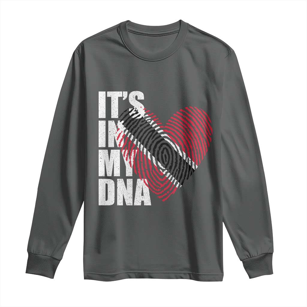 Its In My DNA Trinidadian And Tobagonian Long Sleeve Shirt Trinidad And Tobago Flag TS11 Dark Heather Print Your Wear
