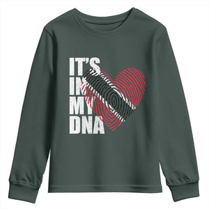 Its In My DNA Trinidadian And Tobagonian Youth Sweatshirt Trinidad And Tobago Flag TS11 Dark Forest Green Print Your Wear