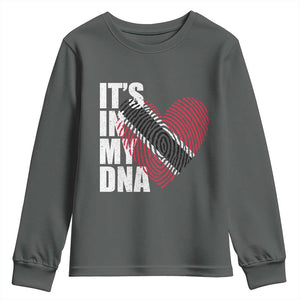 Its In My DNA Trinidadian And Tobagonian Youth Sweatshirt Trinidad And Tobago Flag TS11 Dark Heather Print Your Wear