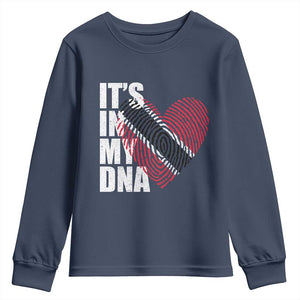 Its In My DNA Trinidadian And Tobagonian Youth Sweatshirt Trinidad And Tobago Flag TS11 Navy Print Your Wear