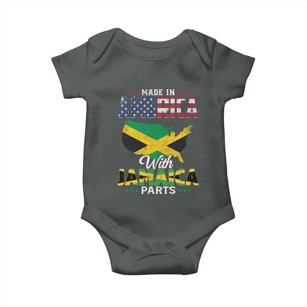 Made In America With Jamaica Parts Baby Onesie Jamaican American TS11 Dark Heather Print Your Wear
