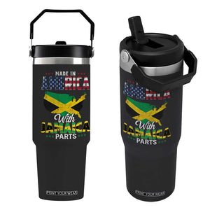 Made In America With Jamaica Parts Flip Straw Tumbler Jamaican American TS11 One Size: 30 oz Black Print Your Wear