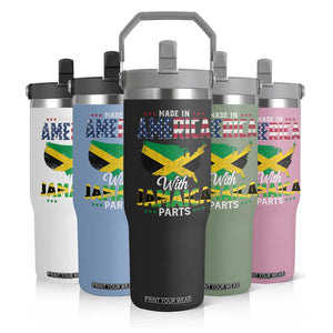Made In America With Jamaica Parts Flip Straw Tumbler Jamaican American TS11 Print Your Wear