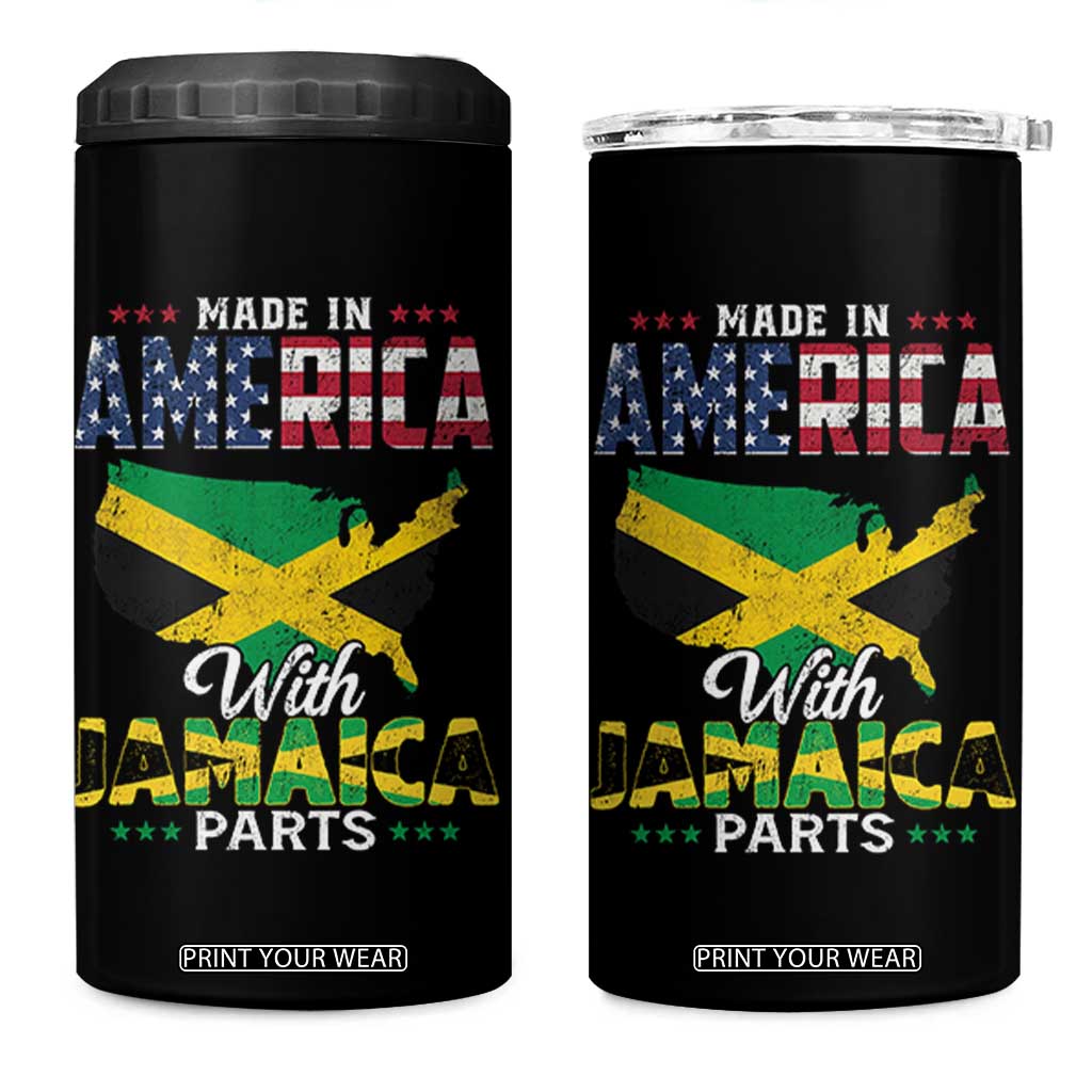 Made In America With Jamaica Parts 4 in 1 Can Cooler Tumbler Jamaican American TS11 One Size: 16 oz Black Print Your Wear