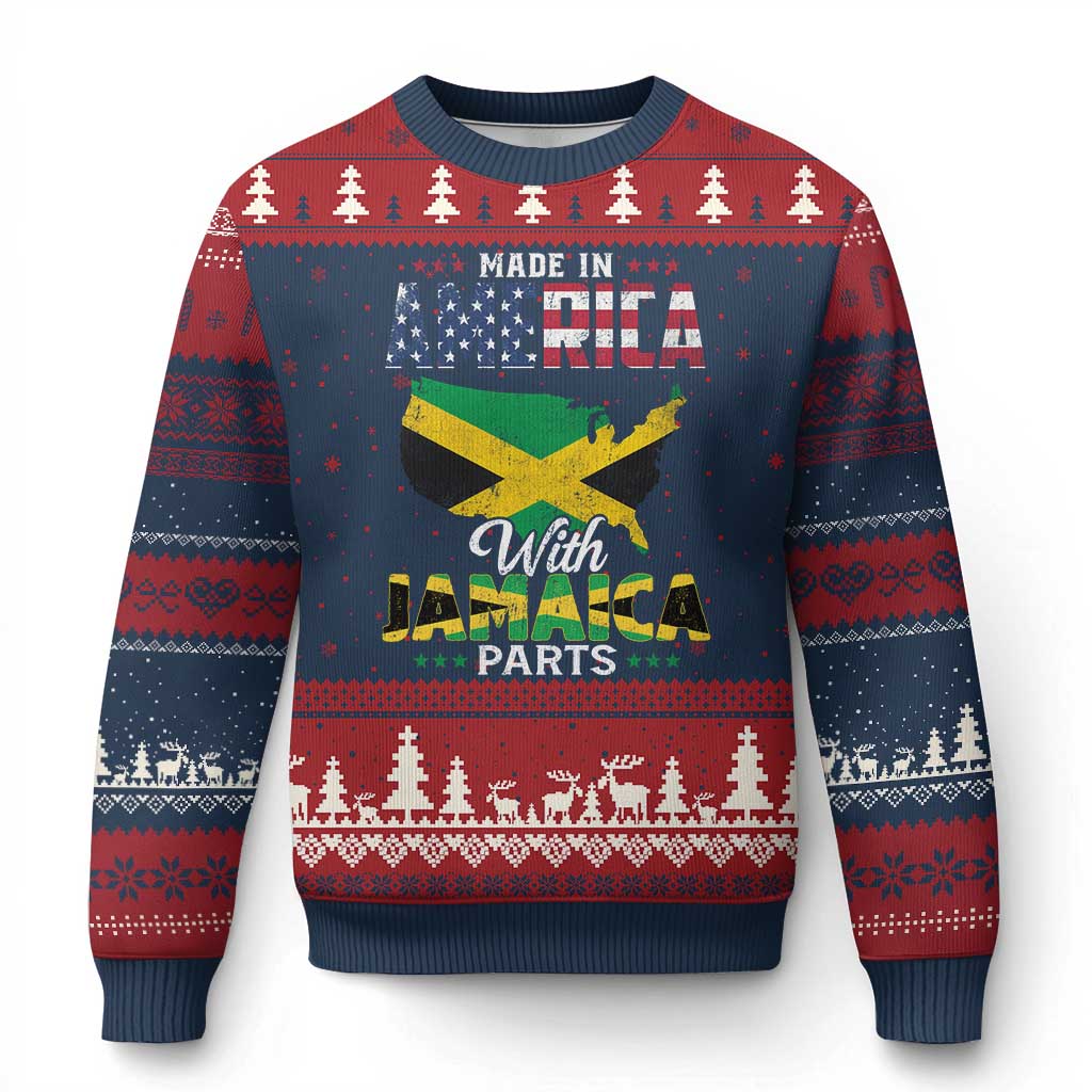 Made In America With Jamaica Parts Ugly Christmas Sweater Jamaican American - Print Your Wear
