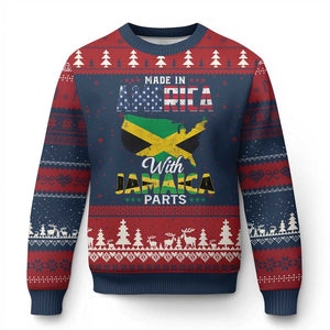 Made In America With Jamaica Parts Ugly Christmas Sweater Jamaican American - Print Your Wear