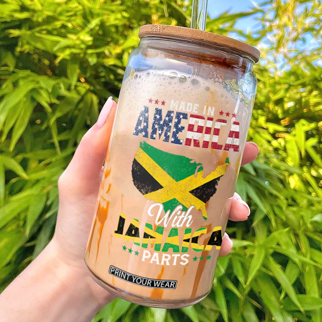 Made In America With Jamaica Parts Glass Can Jamaican American TS11 Black Print Your Wear