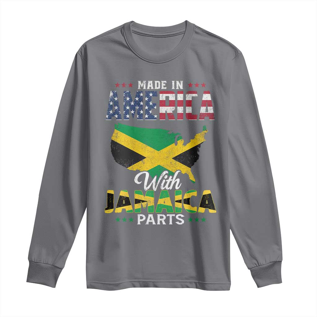 Made In America With Jamaica Parts Long Sleeve Shirt Jamaican American TS11 Charcoal Print Your Wear