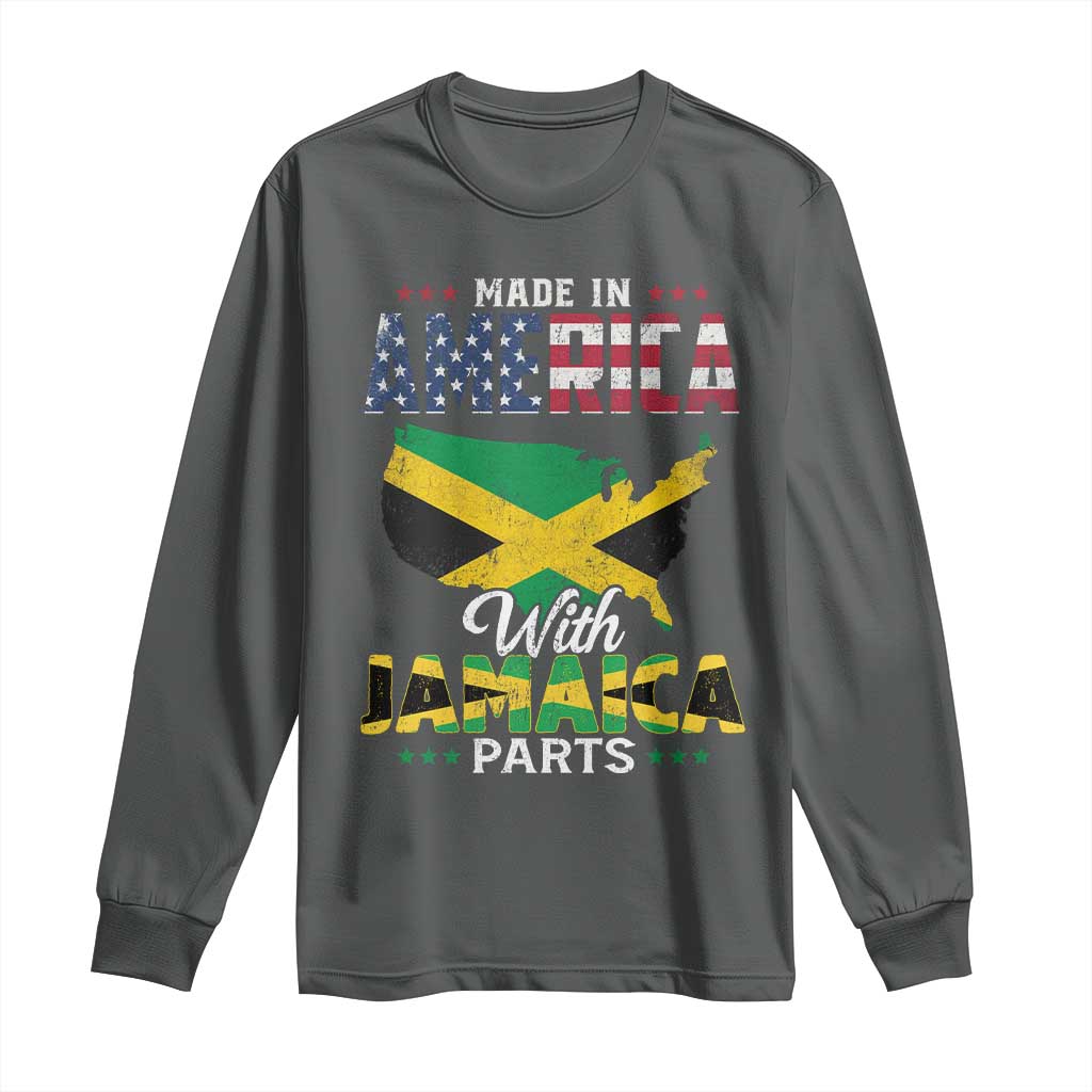 Made In America With Jamaica Parts Long Sleeve Shirt Jamaican American TS11 Dark Heather Print Your Wear