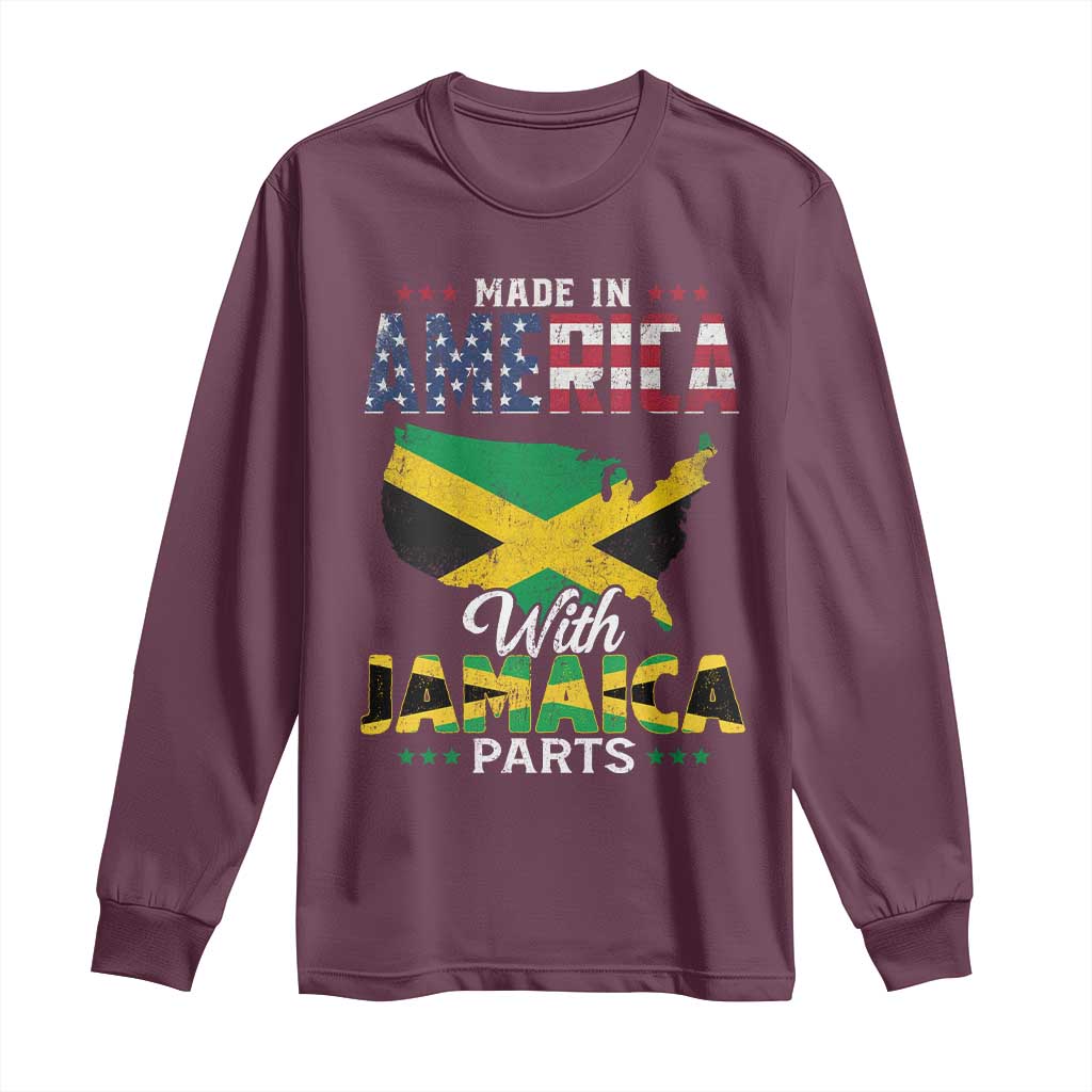 Made In America With Jamaica Parts Long Sleeve Shirt Jamaican American TS11 Maroon Print Your Wear