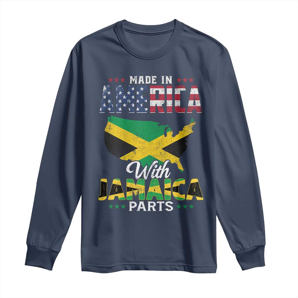 Made In America With Jamaica Parts Long Sleeve Shirt Jamaican American TS11 Navy Print Your Wear
