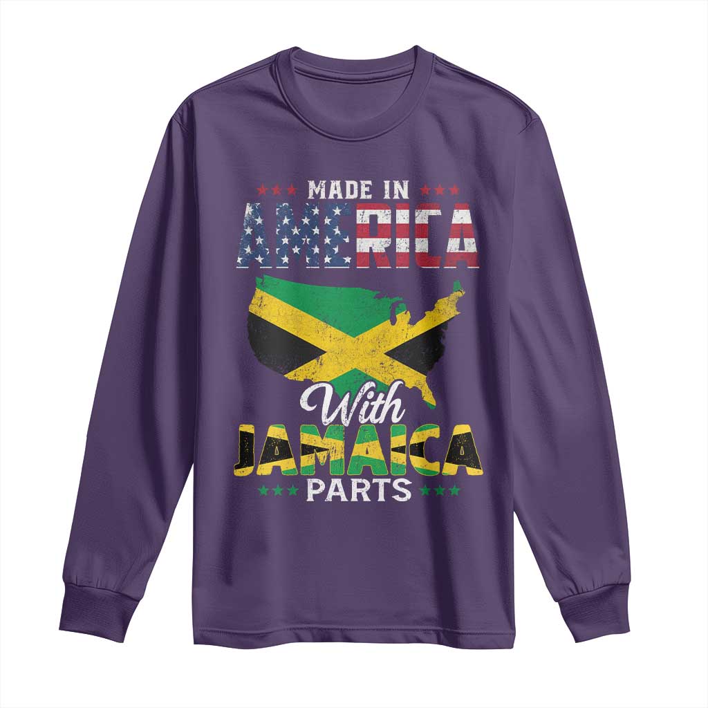Made In America With Jamaica Parts Long Sleeve Shirt Jamaican American TS11 Purple Print Your Wear