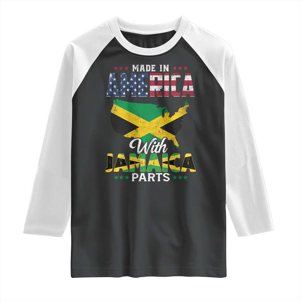 Made In America With Jamaica Parts Raglan Shirt Jamaican American TS11 Black White Print Your Wear