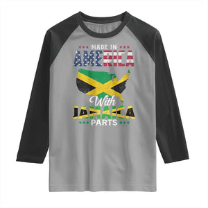 Made In America With Jamaica Parts Raglan Shirt Jamaican American TS11 Sport Gray Black Print Your Wear
