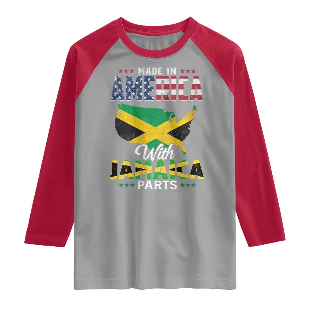 Made In America With Jamaica Parts Raglan Shirt Jamaican American TS11 Sport Gray Red Print Your Wear