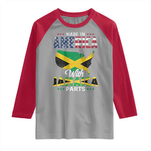 Made In America With Jamaica Parts Raglan Shirt Jamaican American TS11 Sport Gray Red Print Your Wear