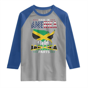 Made In America With Jamaica Parts Raglan Shirt Jamaican American TS11 Sport Gray Royal Print Your Wear