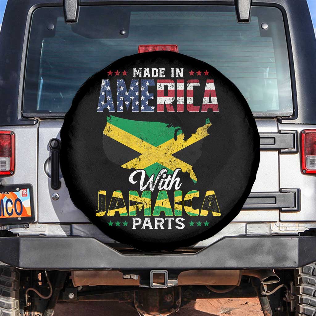 Made In America With Jamaica Parts Spare Tire Cover Jamaican American TS11 No hole Black Print Your Wear