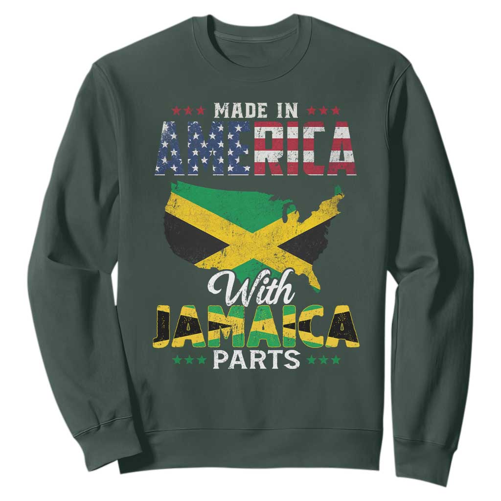 Made In America With Jamaica Parts Sweatshirt Jamaican American TS11 Dark Forest Green Print Your Wear