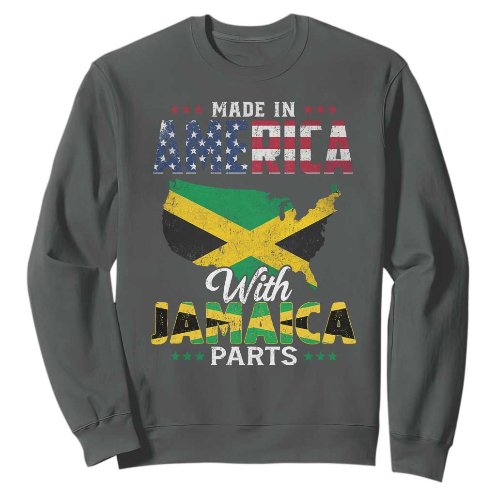 Made In America With Jamaica Parts Sweatshirt Jamaican American TS11 Dark Heather Print Your Wear