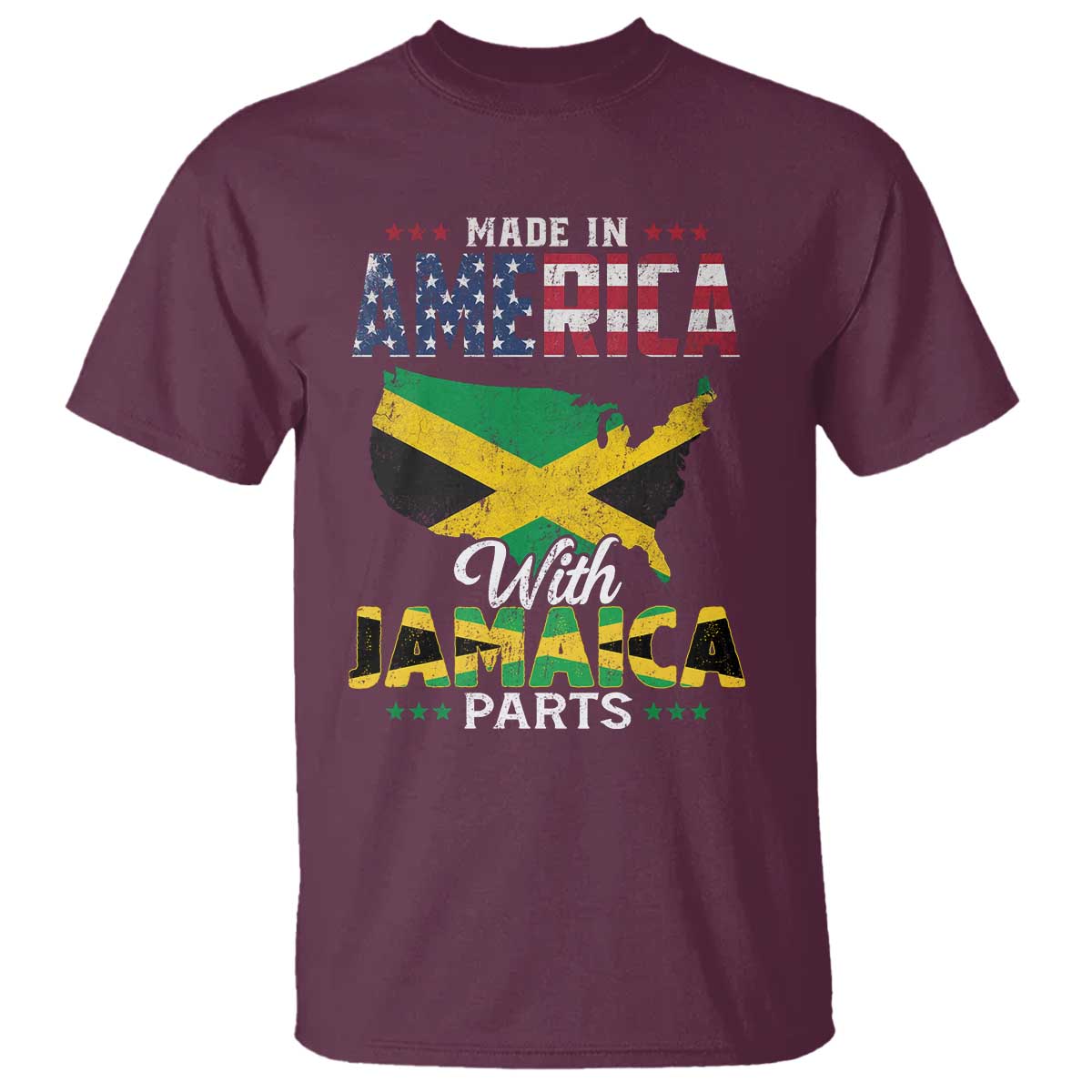 Made In America With Jamaica Parts T Shirt Jamaican American TS11 Maroon Print Your Wear