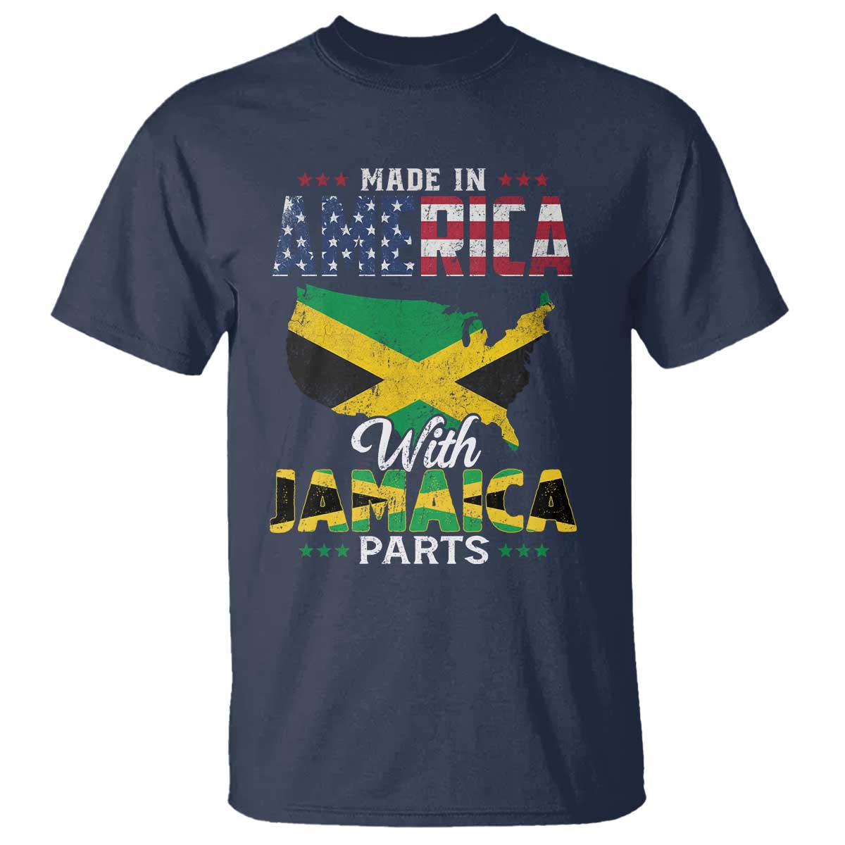 Made In America With Jamaica Parts T Shirt Jamaican American TS11 Navy Print Your Wear