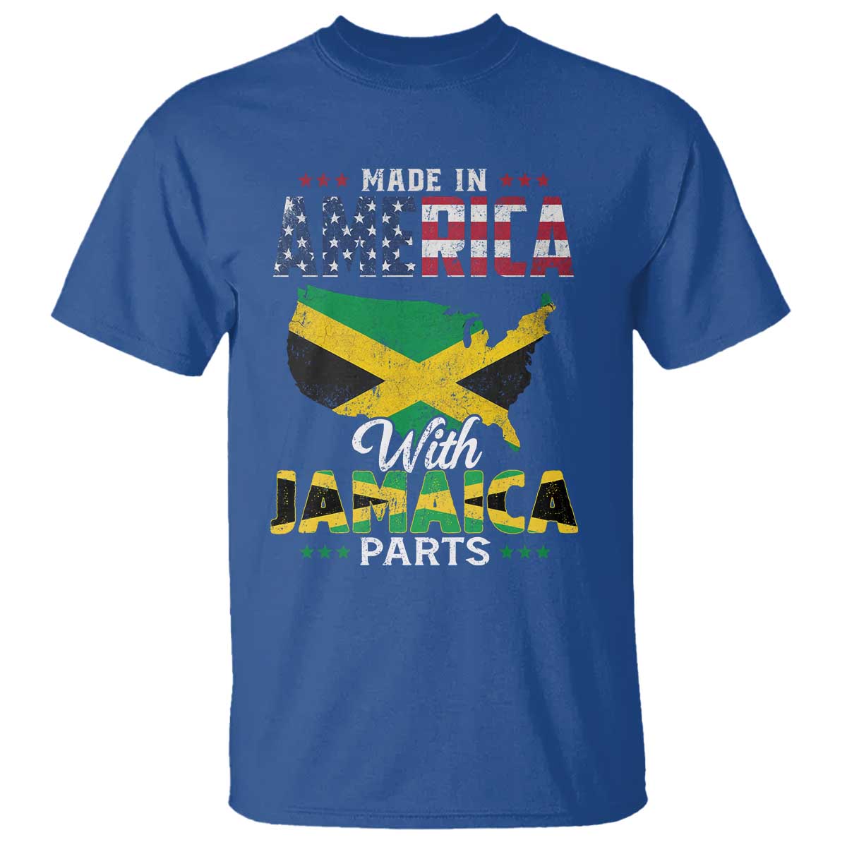 Made In America With Jamaica Parts T Shirt Jamaican American TS11 Royal Blue Print Your Wear