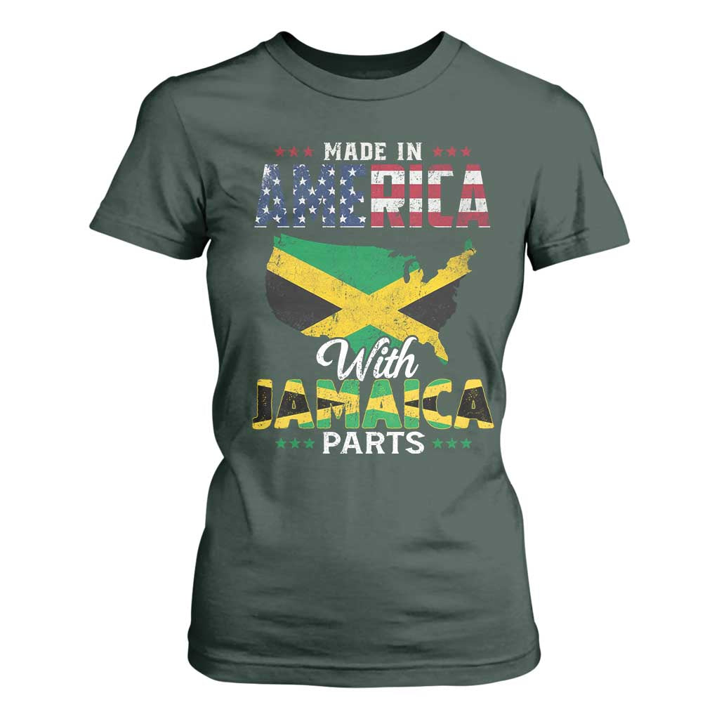 Made In America With Jamaica Parts T Shirt For Women Jamaican American TS11 Dark Forest Green Print Your Wear