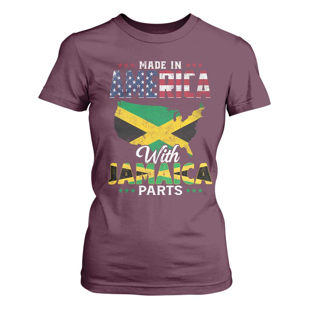 Made In America With Jamaica Parts T Shirt For Women Jamaican American TS11 Maroon Print Your Wear